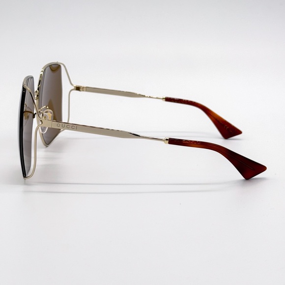 NEW GUCCI GG0817S 002 GEOMETRIC GOLD BROWN WOMEN SUNGLASSES GUCCI - Picture 8 of 14